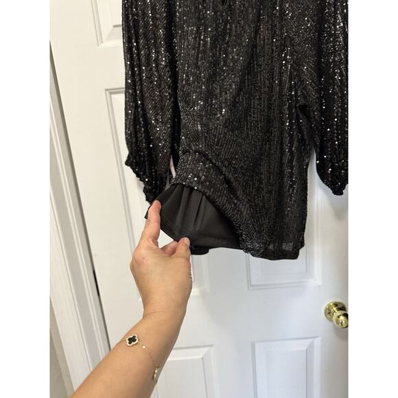 Vince Camuto Blouse Plus Size3X 3/4 Balloons Sleeves Sequin Keyhole Blouse - Picture 7 of 8